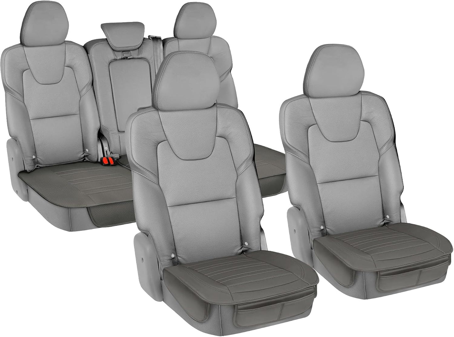 Motor Trend Car Seat Covers for Front & Rear Full Set - Nappa Leather Seat Protectors for Cars, Trucks & SUVs - Gray Automotive Seat Covers with Storage Pockets - Durable Bottom Cushion Protection