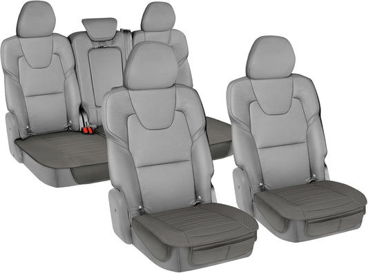 Motor Trend Car Seat Covers for Front & Rear Full Set - Nappa Leather Seat Protectors for Cars, Trucks & SUVs - Gray Automotive Seat Covers with Storage Pockets - Durable Bottom Cushion Protection