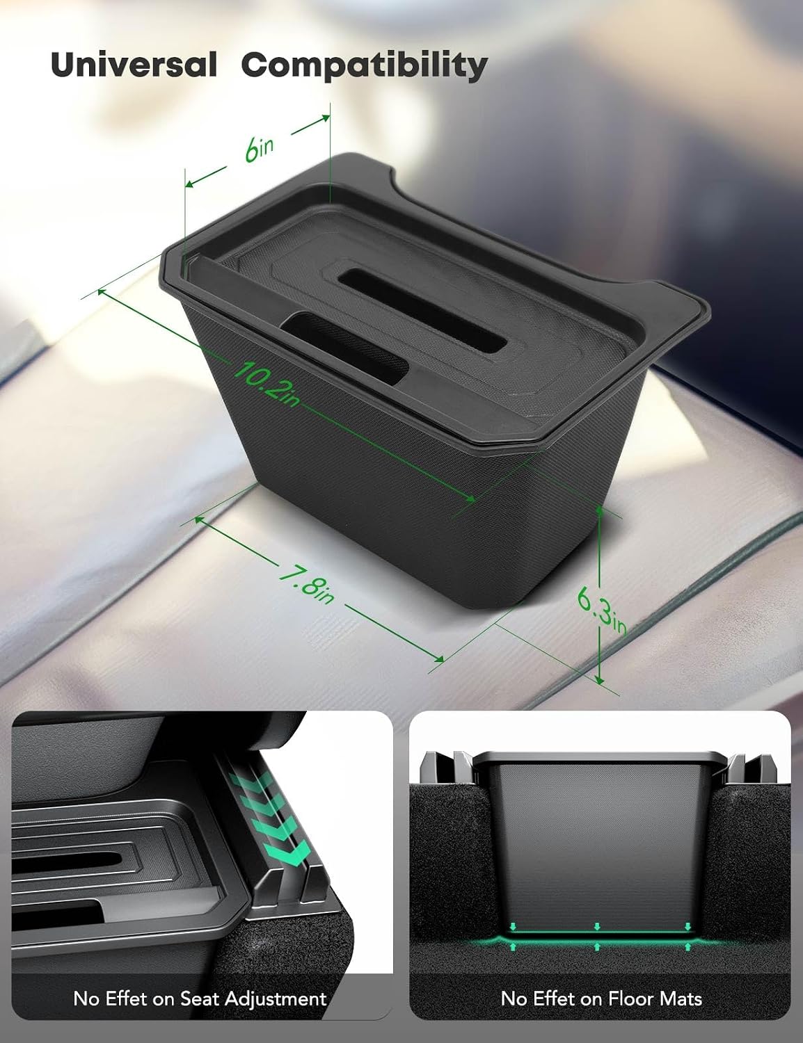 YHTAUTO Rear Center Console Organizer with Lid Fit for Tesla Trash Can Model Y 2020-2026, TPE 2nd Row Center Console Storage Box Tissue Holder Rear Middle Storage Bin