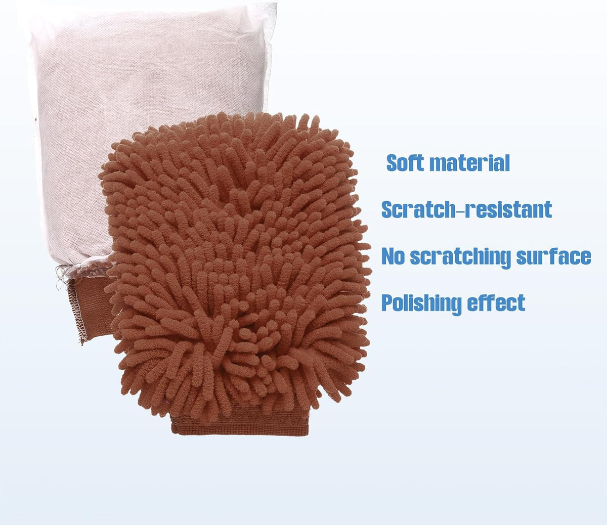 HARFINGTON 4pcs Chenille Microfiber Car Wash Mitts 9"x5.5" Grey Brown