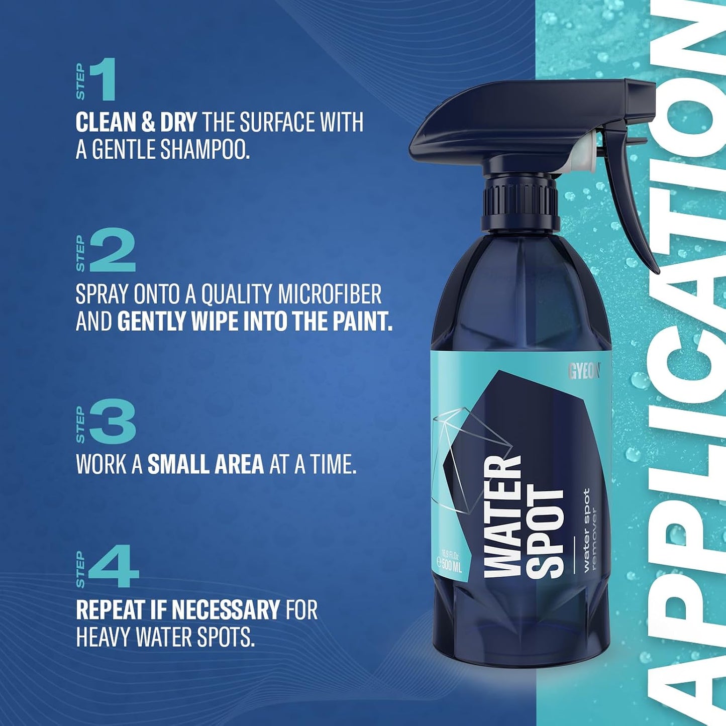 GYEON Water Spot Remover for Paint Safe Use on Ceramic Coating Hard Water Stain Cleaner Mineral Deposit Dissolver Auto Detailing Chemical Protects Finish Enhances Gloss Easy Panel by Panel Application