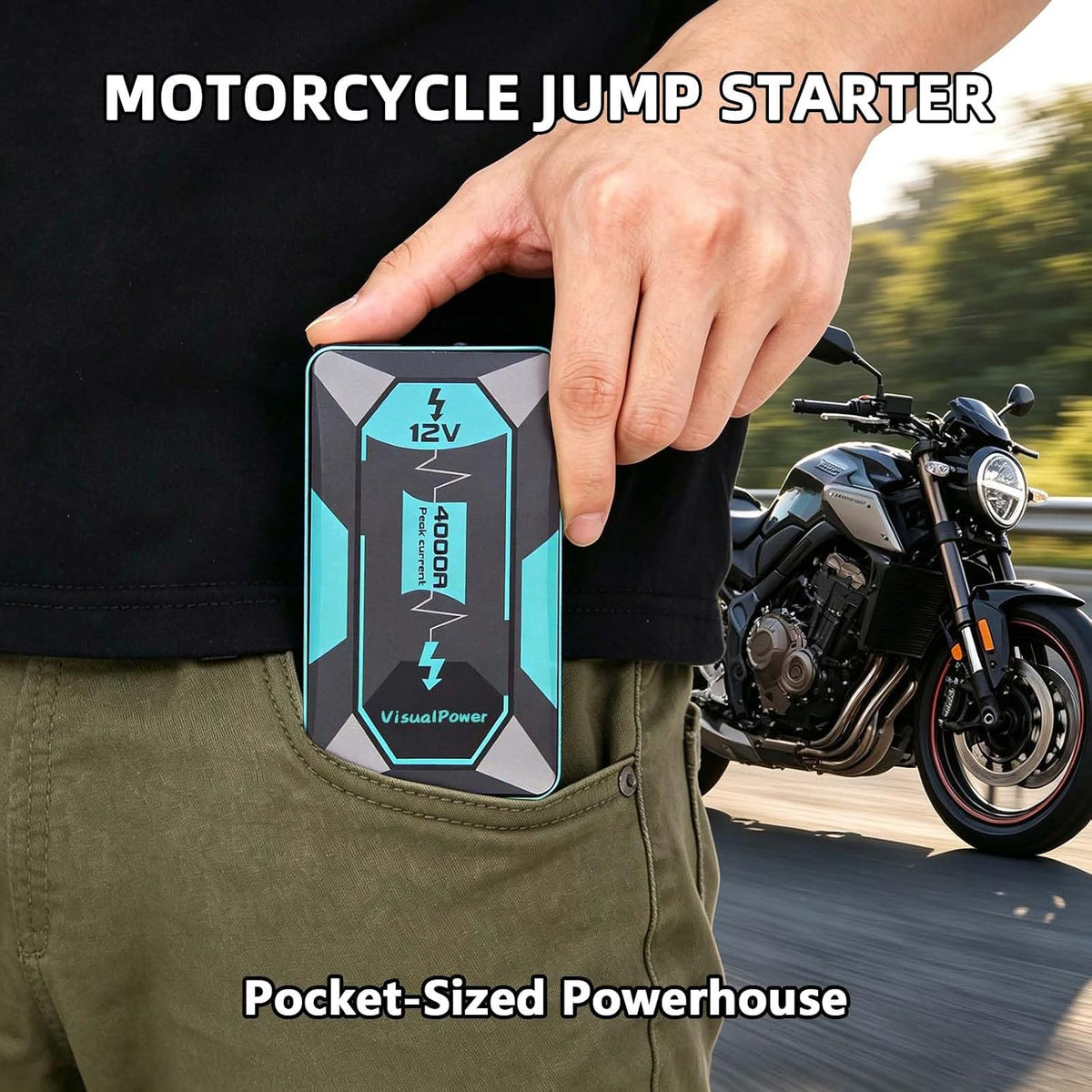 4000A 12V Jump Starter Handy Pocketable Motorcycle Booster