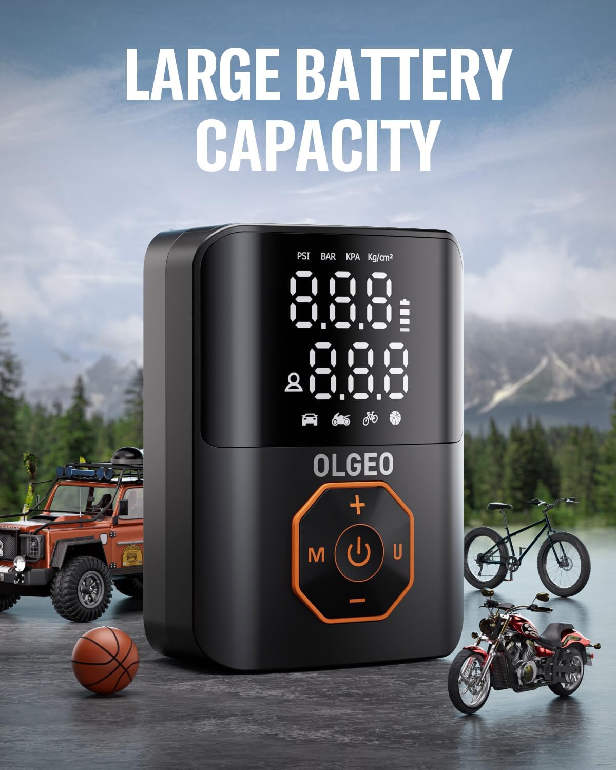 Portable 160PSI Cordless Tire Pump with Digital Gauge, Auto Stop & LED