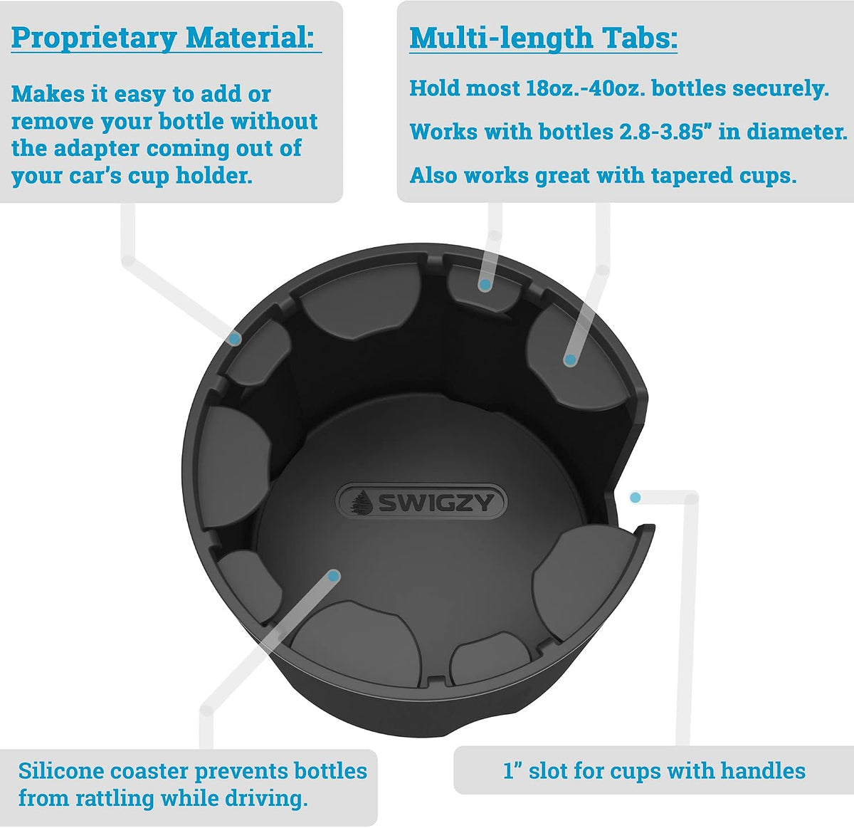 Swigzy Car Cup Holder Expander, Long Base Adapter Extender Bottle Insert
