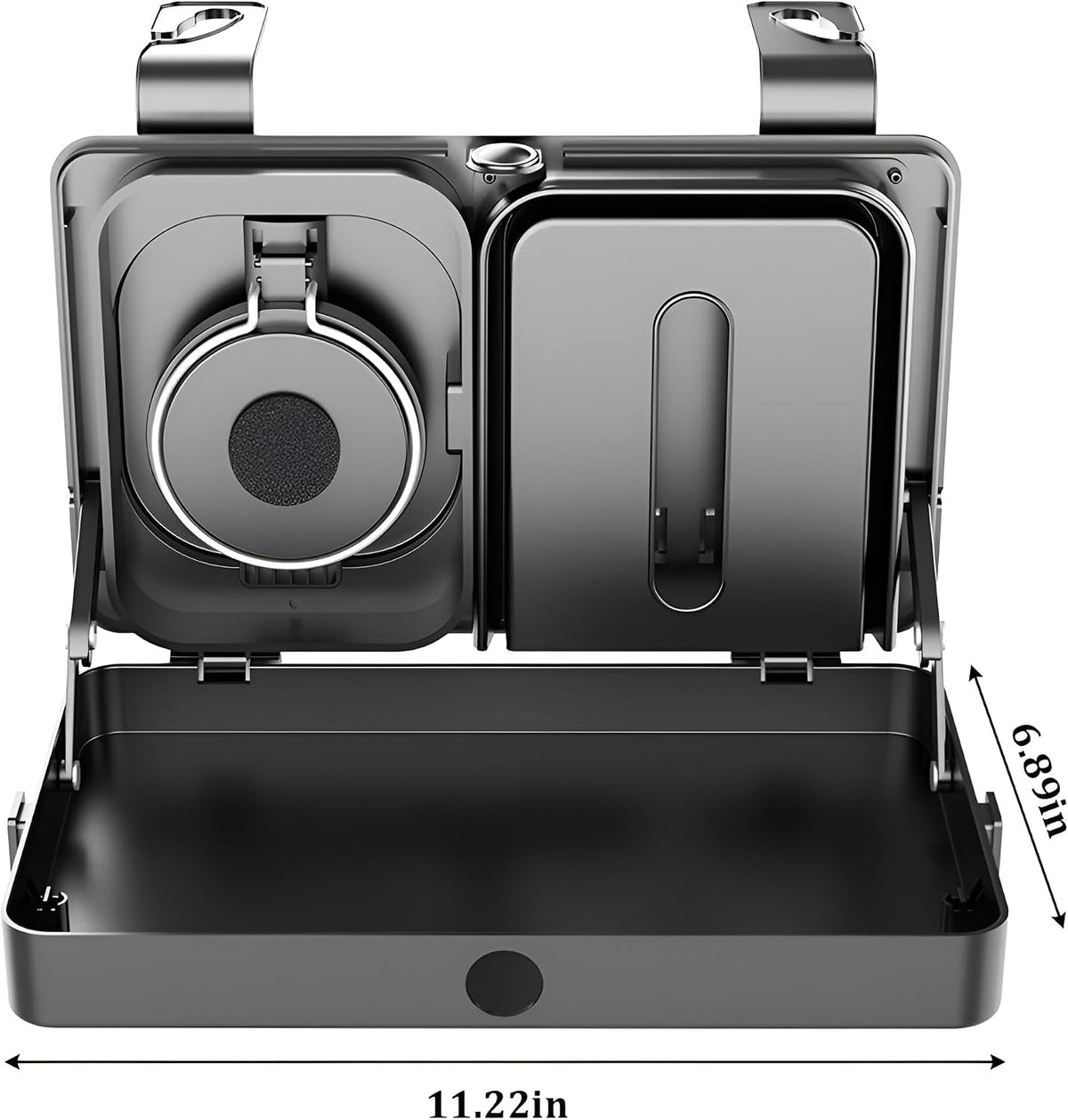 Car Back Seat Tray Table, Stable Foldable Vehicle Backseat Rear Passenger Food Trays Desk with Cup Holder, Multifunctional Automotive Interior Headrest Rear Seat Desk, Universal Fit