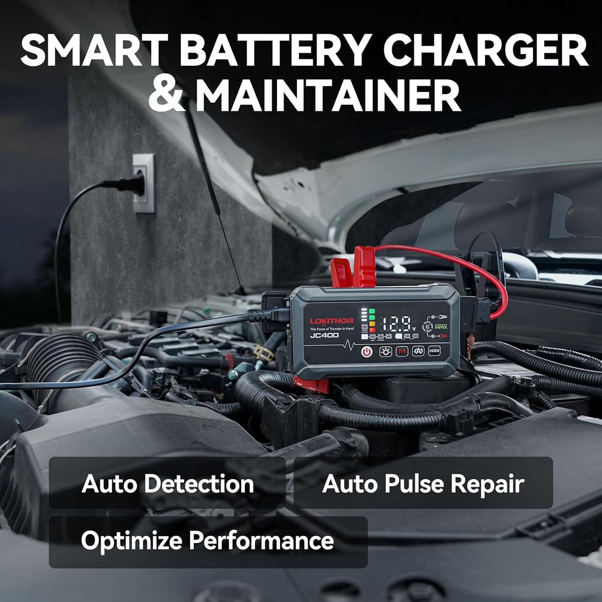 LOKITHOR JC400 2A/1A/750mA 6/12V Car Battery Charger & 2500A Jump Starter