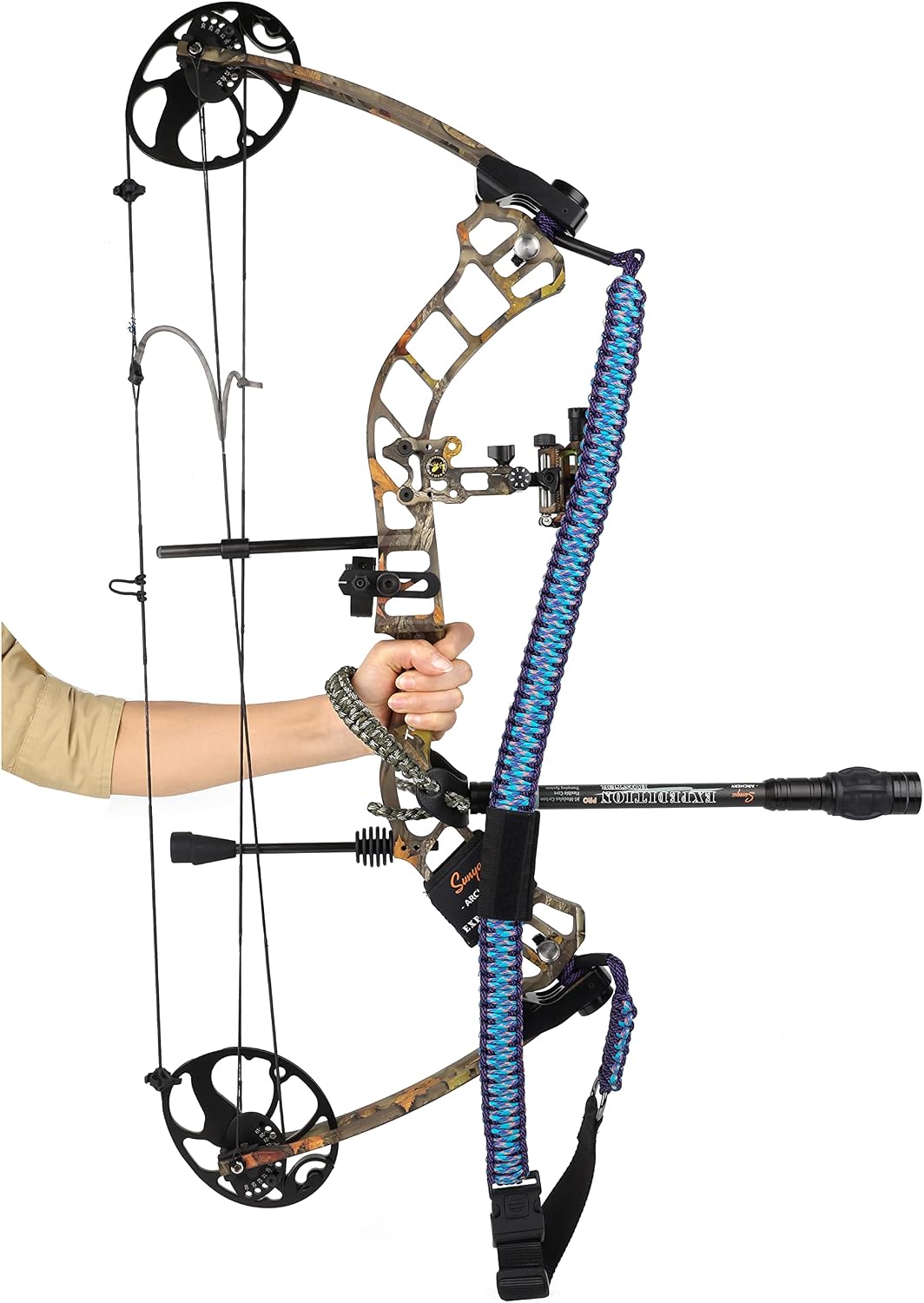 SUNYA Paracord Compound Bow Sling with V2 Upgraded Magnetic Connection System. Lightweight Hands Free Shoulder Carrying Sling for Bow Hunting, Field Archery and 3D