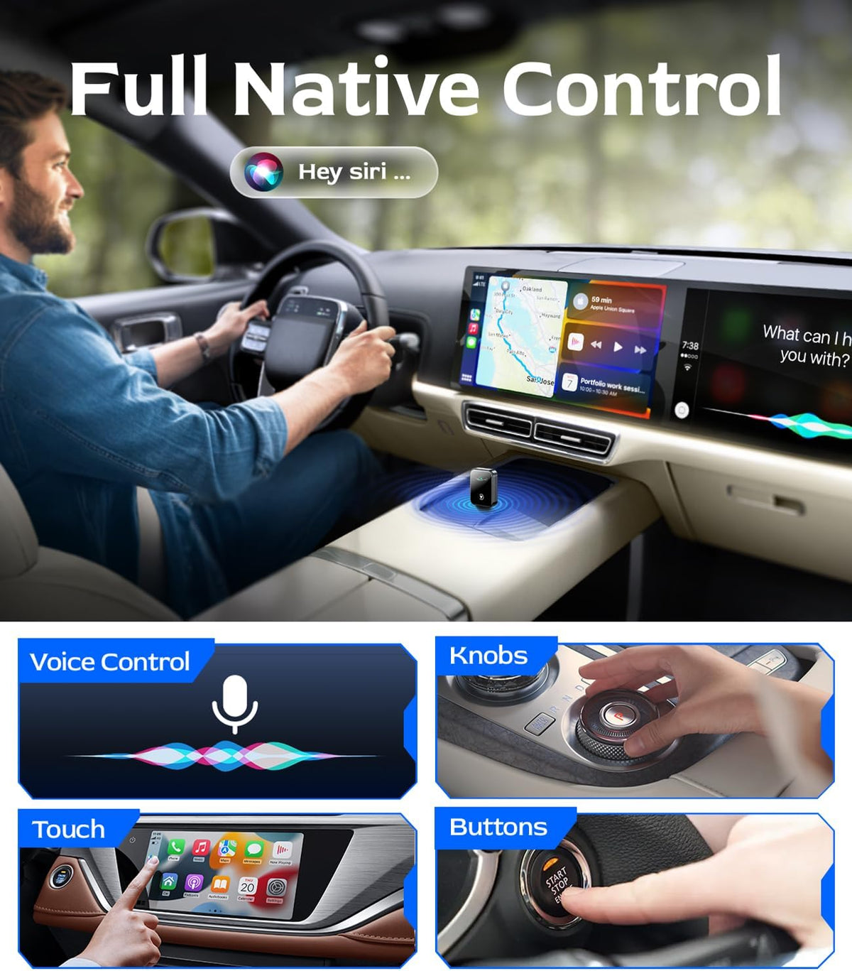 Wireless CarPlay & Android Auto Adapter, 2-in-1 Mini Dongle, WiFi 6/BT 5.4