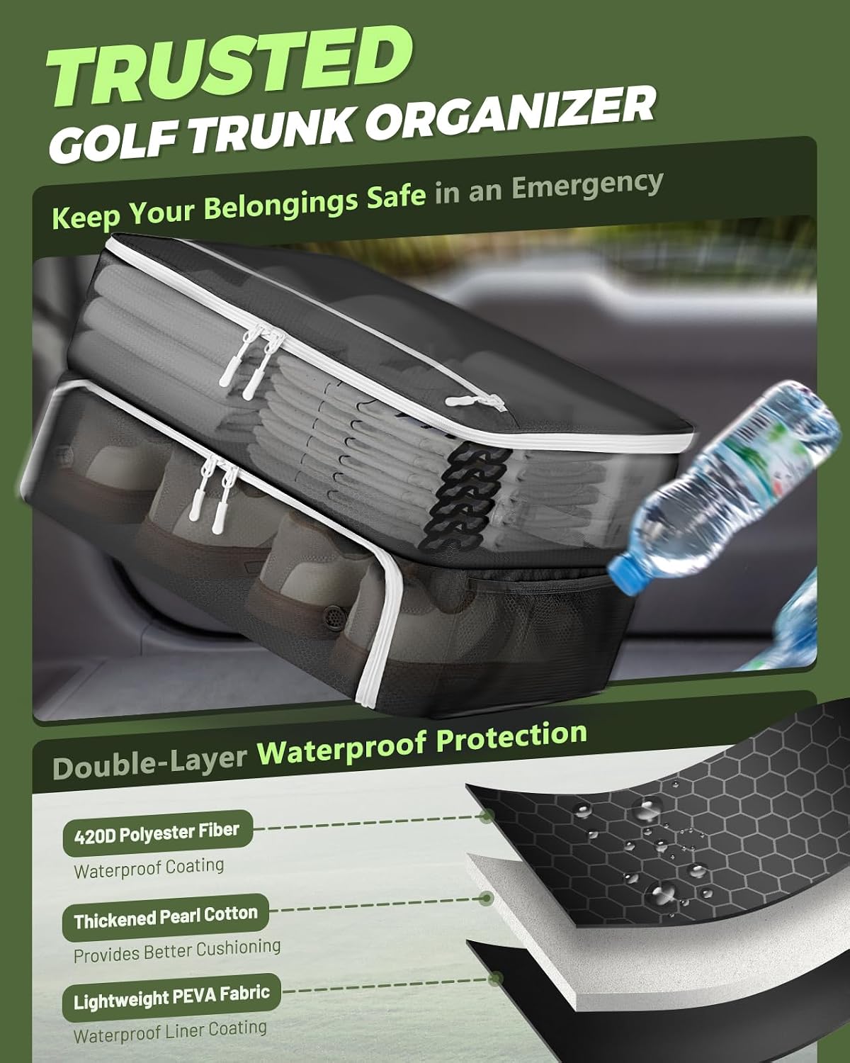 BRANTMAKER Golf Trunk Organizer, Golf Accessories for Men/Women to Storage Stuff and Gear, Cool Gifts for Golfers, Dad, Him/Her, Birthday or Father’s Day
