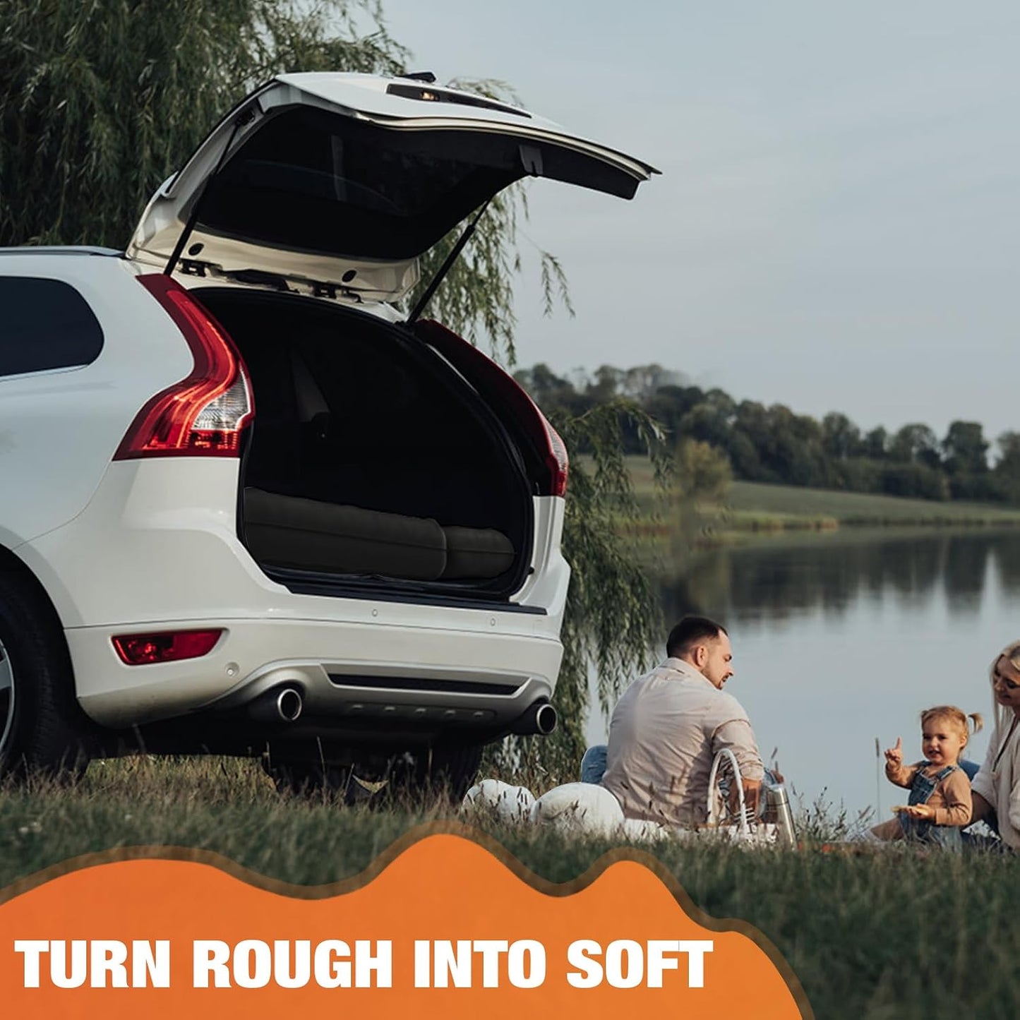 Car Air Mattress Bed - Inflatable Back Seat Air Mattress with Upgraded Wear-Resistant Pongee Bottom, Thick Camping Sleeping Pad with 2 Pillows & Air Pump, Fits Sedan/Truck/SUV, Black