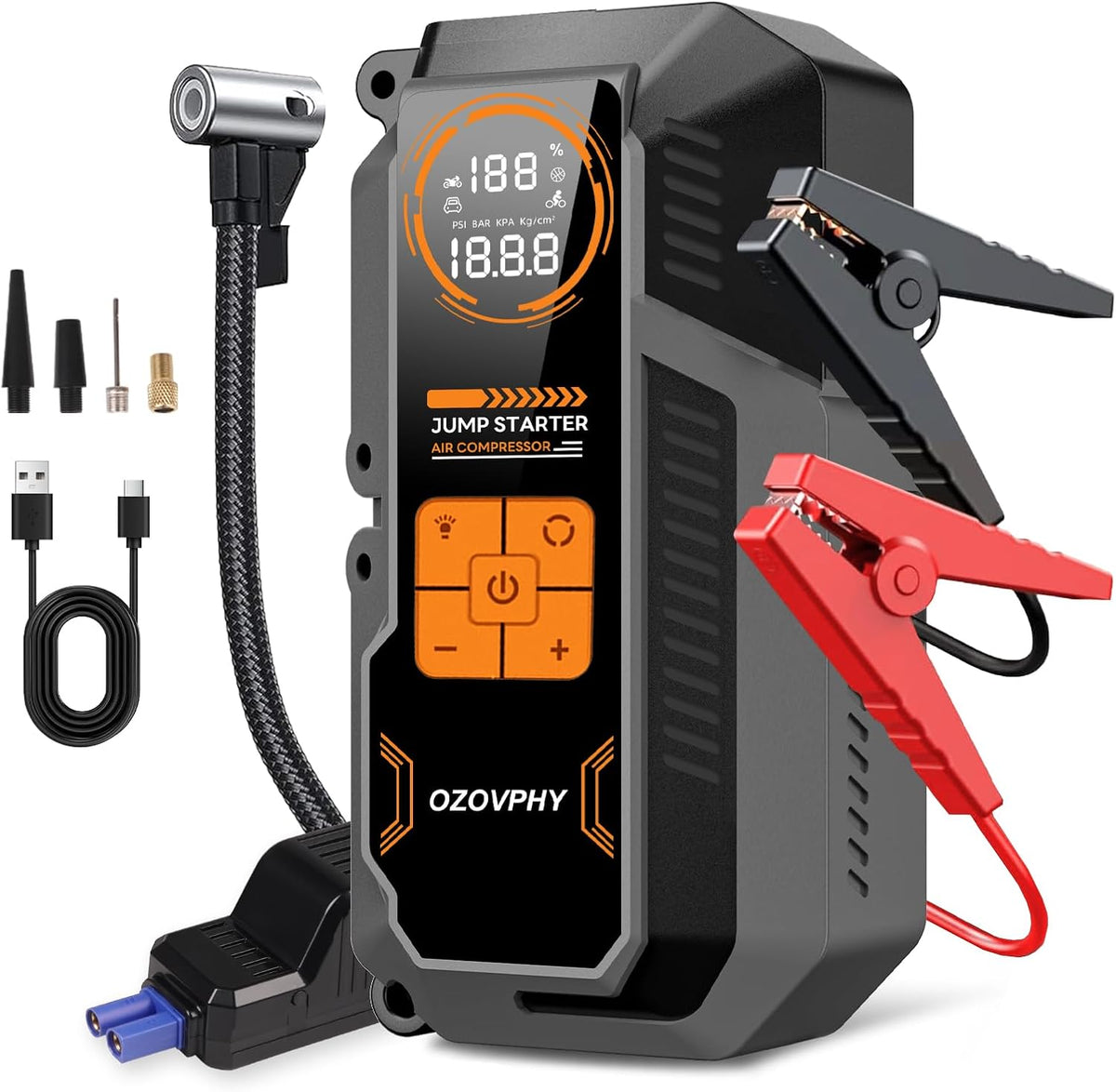 8000A Jump Starter with Air Compressor, 150 PSI Tire Inflator