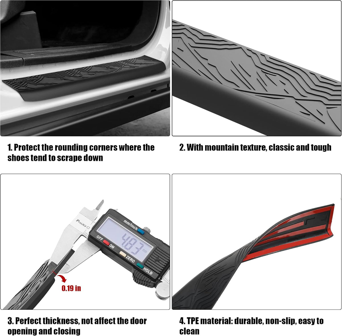 REFORM DESIGN Door Sill Guards Protectors Compatible with 2024 2023 2022 2021 Ford Bronco 2 Door, 2 PCS TPE Solid Door Edge Entry Cover Interior Accessories (‎for Bronco 2 Door)