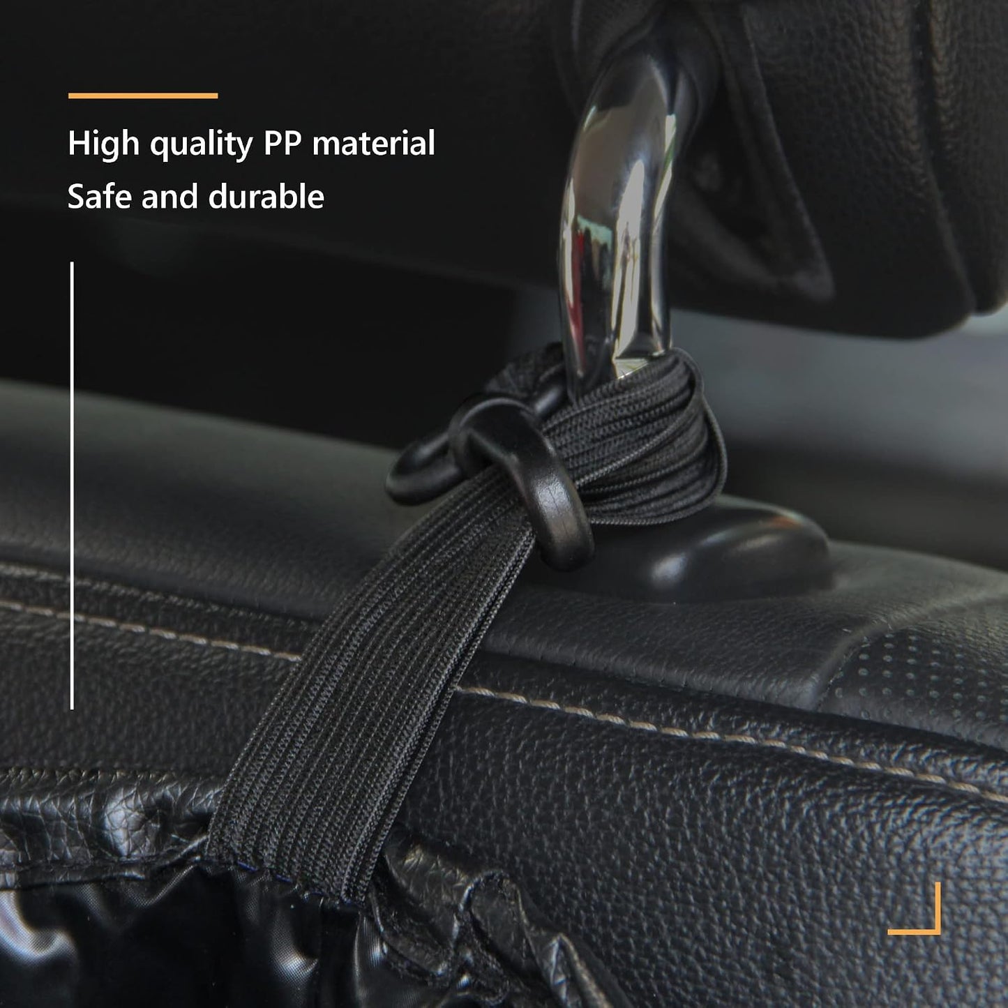 Car Trash Can Foldable PU Leather Car Garbage Can Waterproof Portable Multifunctional Car Accessories Interior Trash Bin Hanging for Headrest Black