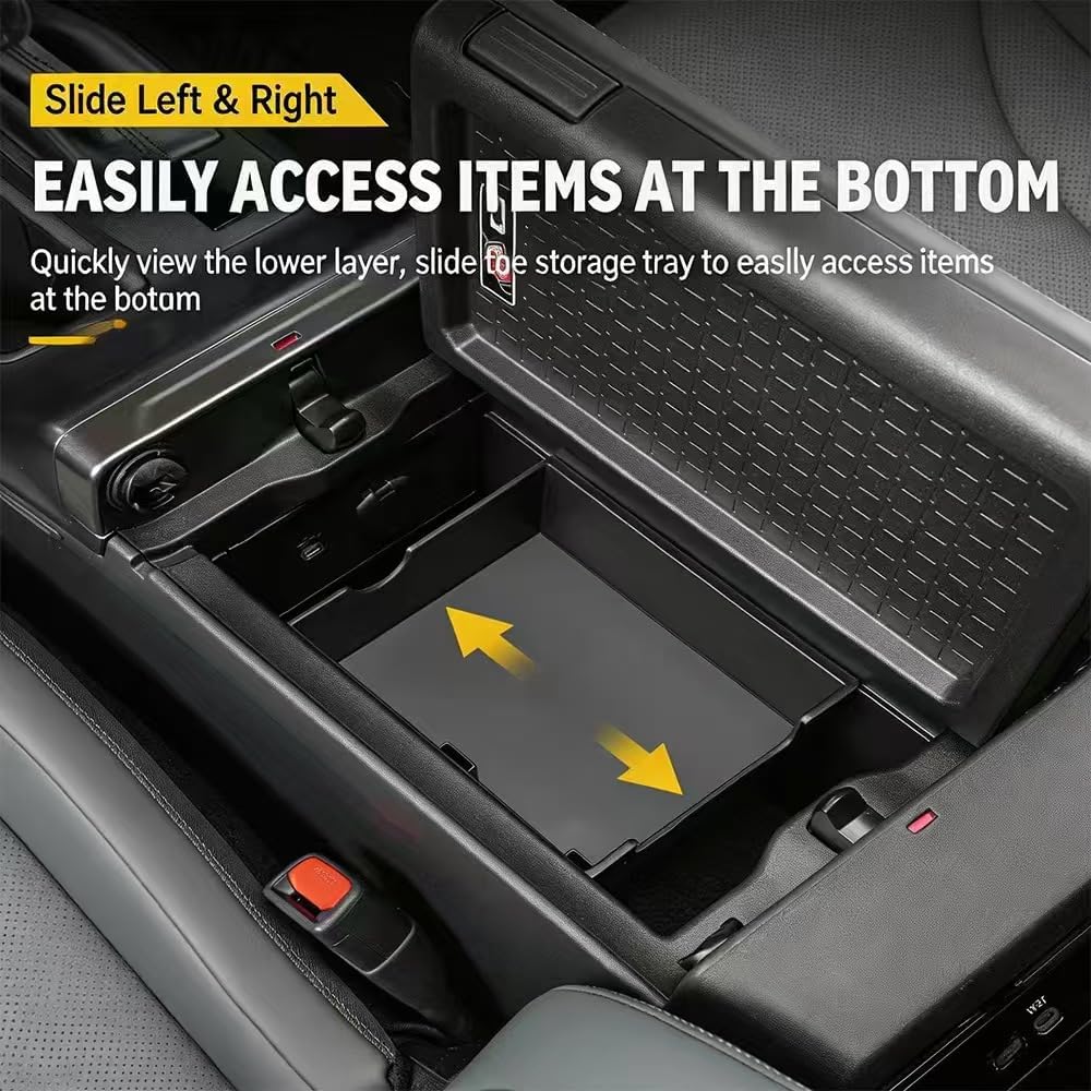 Center Console Organizer for RAV4 2025-2026 Car Storage Box,2026RAV4 Accessories ABS Center Console Organizer Storage Box,tray can expand the capacity of armrest box(Silicone pad)