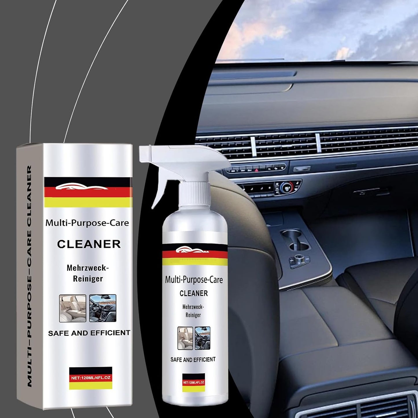 Auto Parts Multi-Purpose Foam Cleaner,Household Car Interior Maintenance Decontamination Solution for Leather, Plastic, Fabric Seats & Dashboards | Quick Stain Remover | Fresh Lemon Scent | 4 Oz