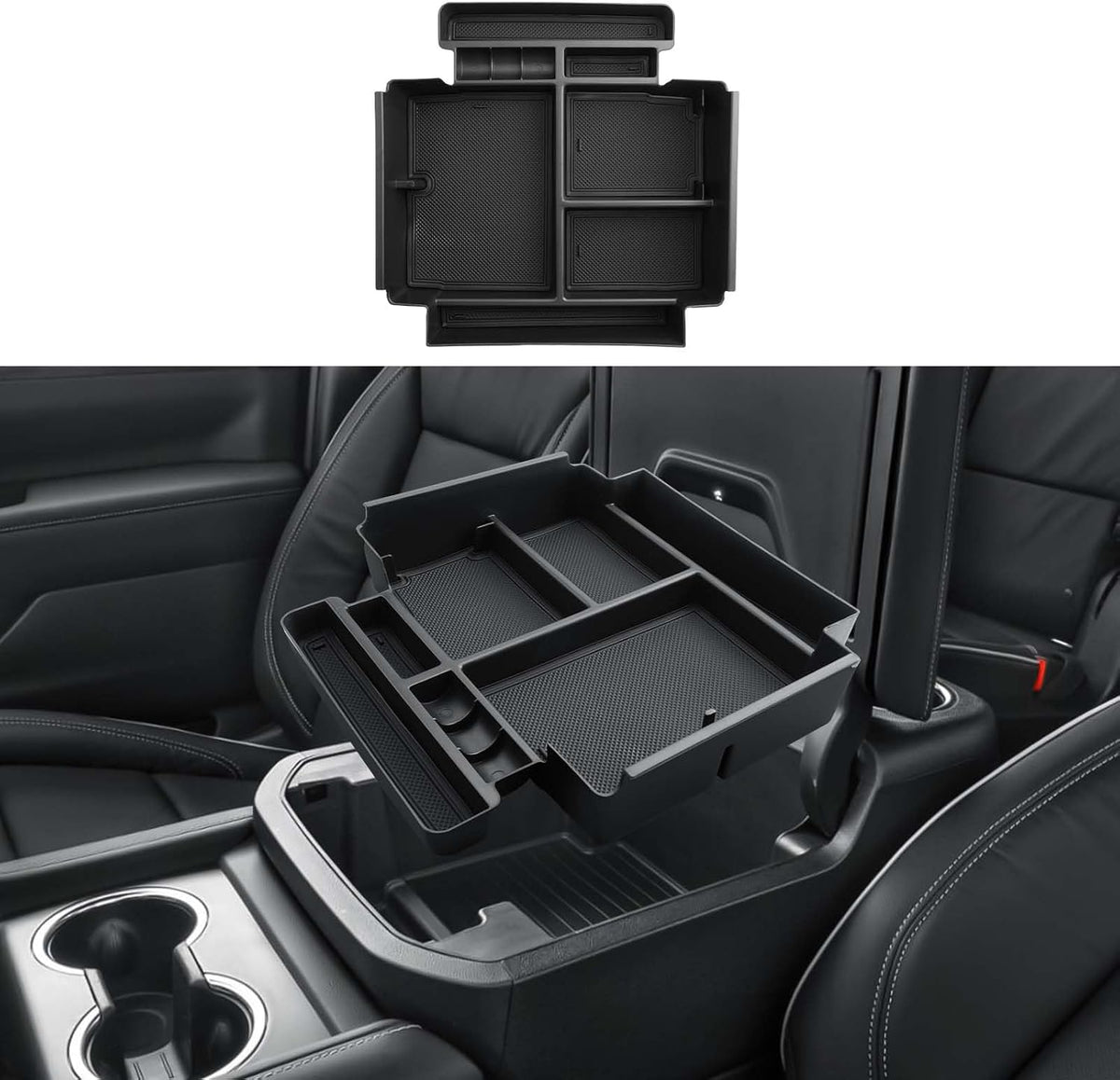 ECOZEN Center Console Organizer For 2021-2026 Chevy Tahoe/Suburban(Premier/High Country) & Yukon/Yukon XL(Denali/Denali Ultimate) Accessories Upgraded - Only Fit For Power Sliding Center Console
