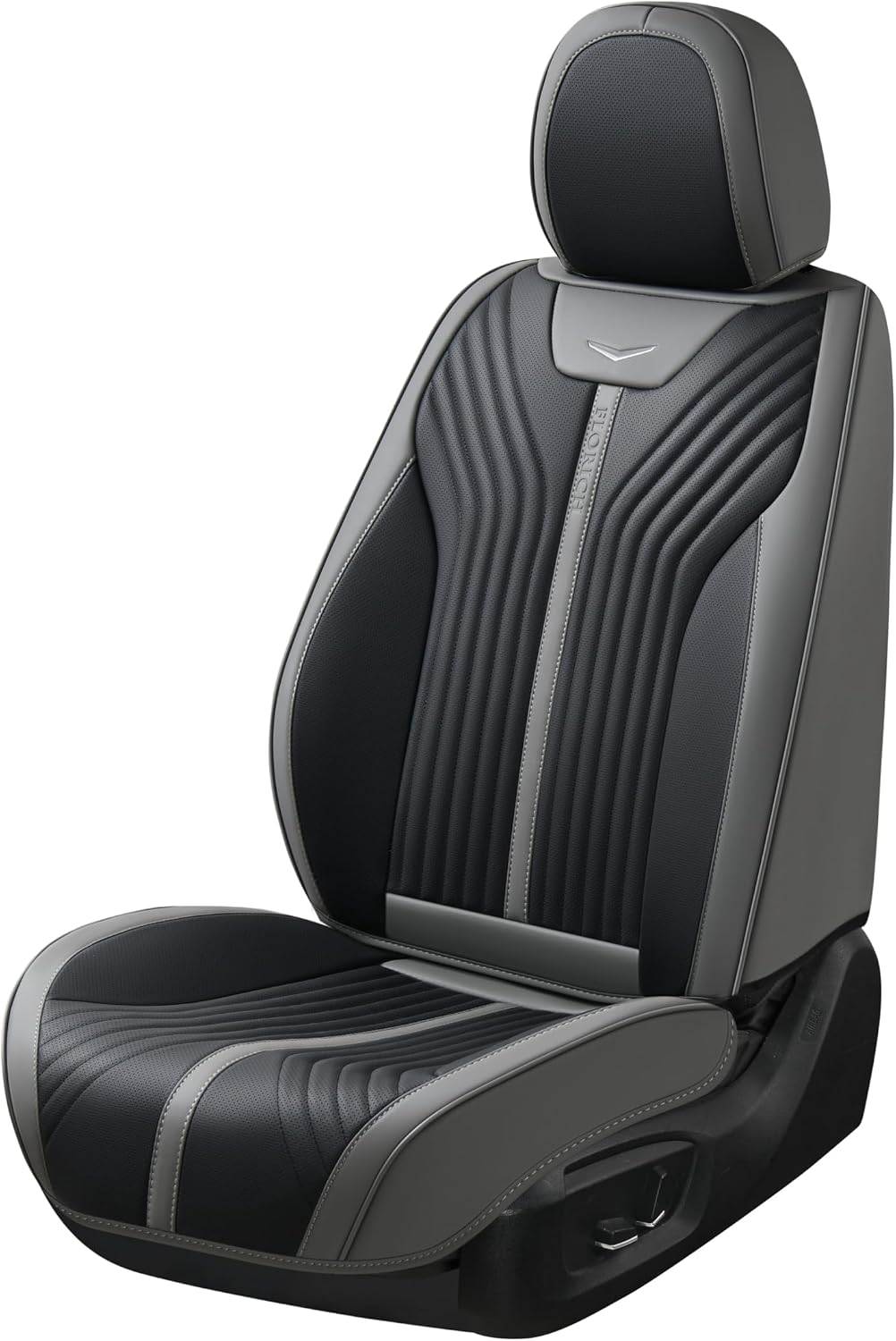 FLORICH Car Seat Cover Front Seats Leather Full Coverage Car Seat Covers Car Seat Protector Waterproof Seat Cushion Universal Fit for Most Cars Trucks SUV, Gray&Black