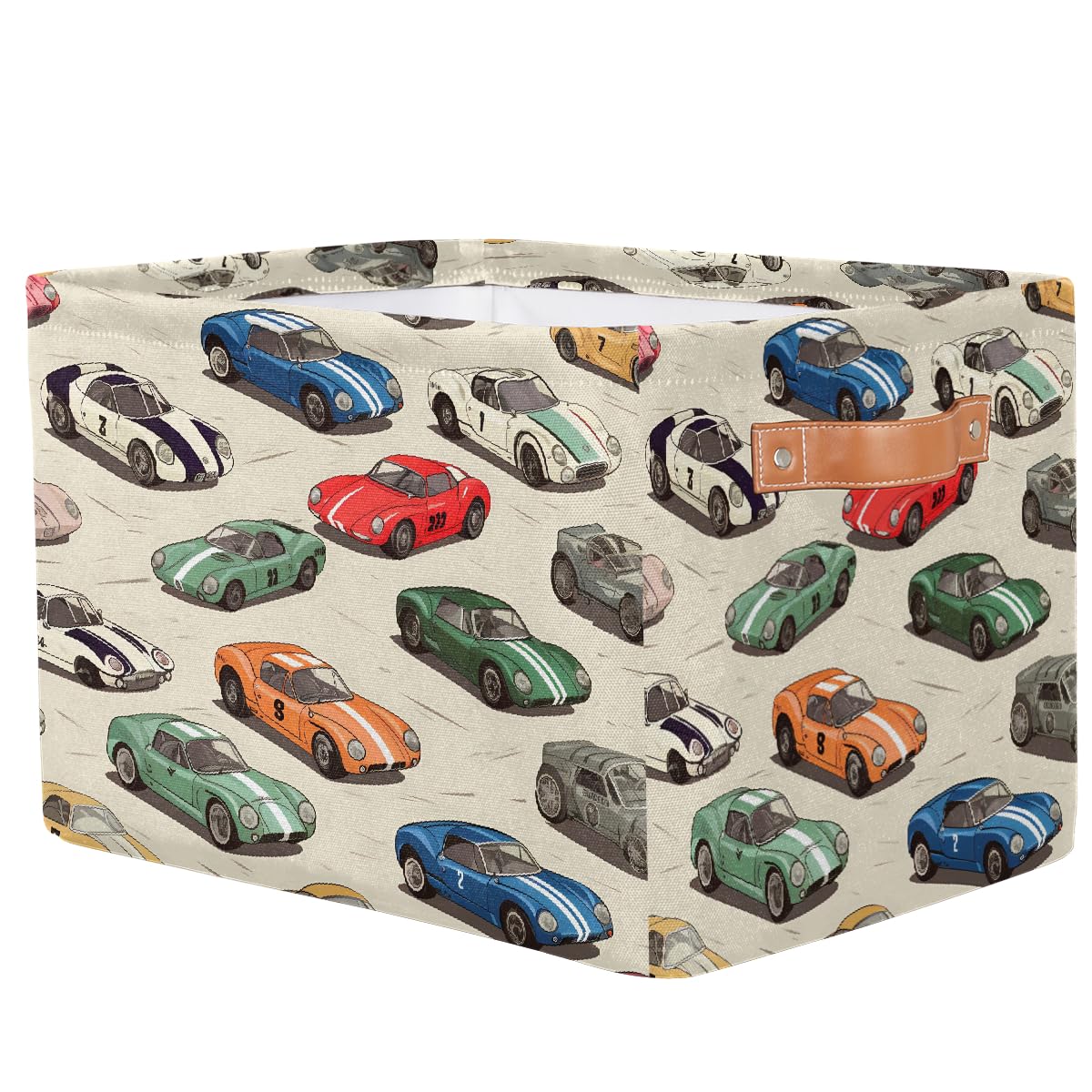 Race Cars Storage Baskets for Organizing, Fabric Collapsible Storage Bins Box Cool Decorative Toy Organizer Baskets for Closet Shelves Gift Basket 1 Pc