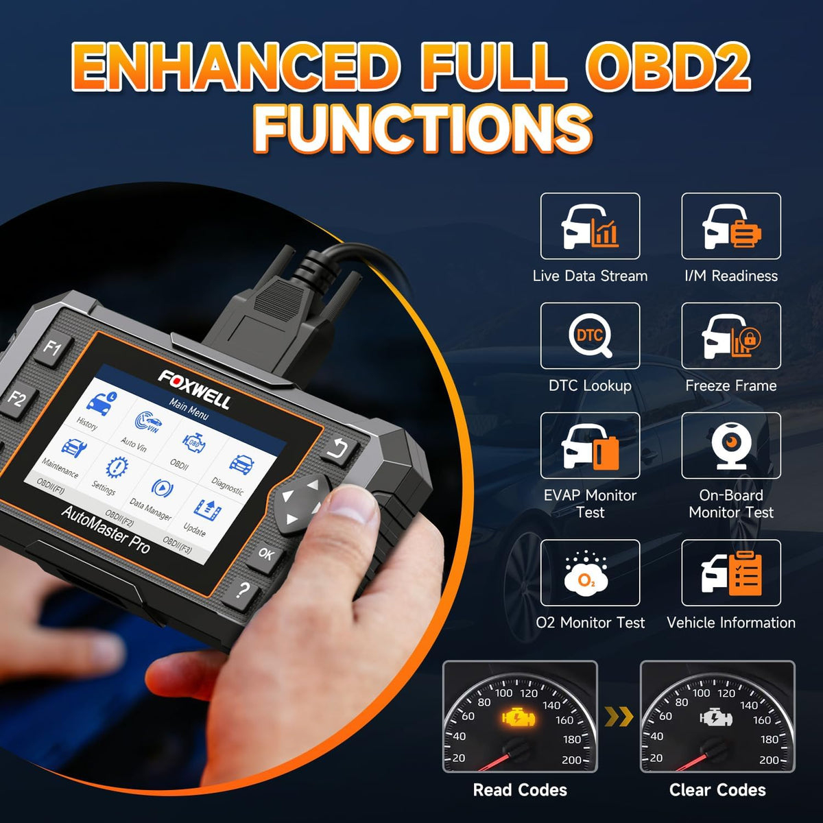 2026 FOXWELL NT614 Elite OBD2 Scanner, 4 Systems, 5 Resets Code Reader
