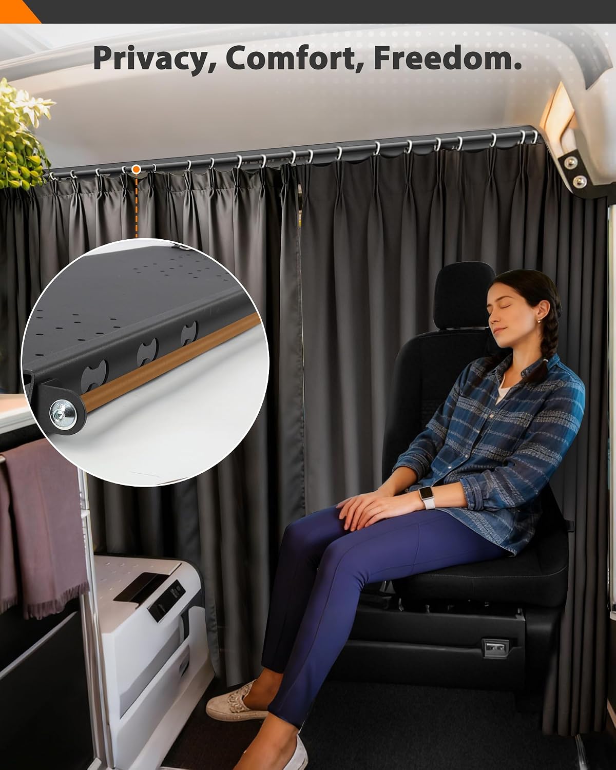 MELIPRON Van Headliner Shelf & Curtain Rod Fit for 2015–2026 Ford Transit Medium & High Roof, Overhead Storage Shelf with Modular Mounting Slots, No-Drill Installation for Organized Van Storage