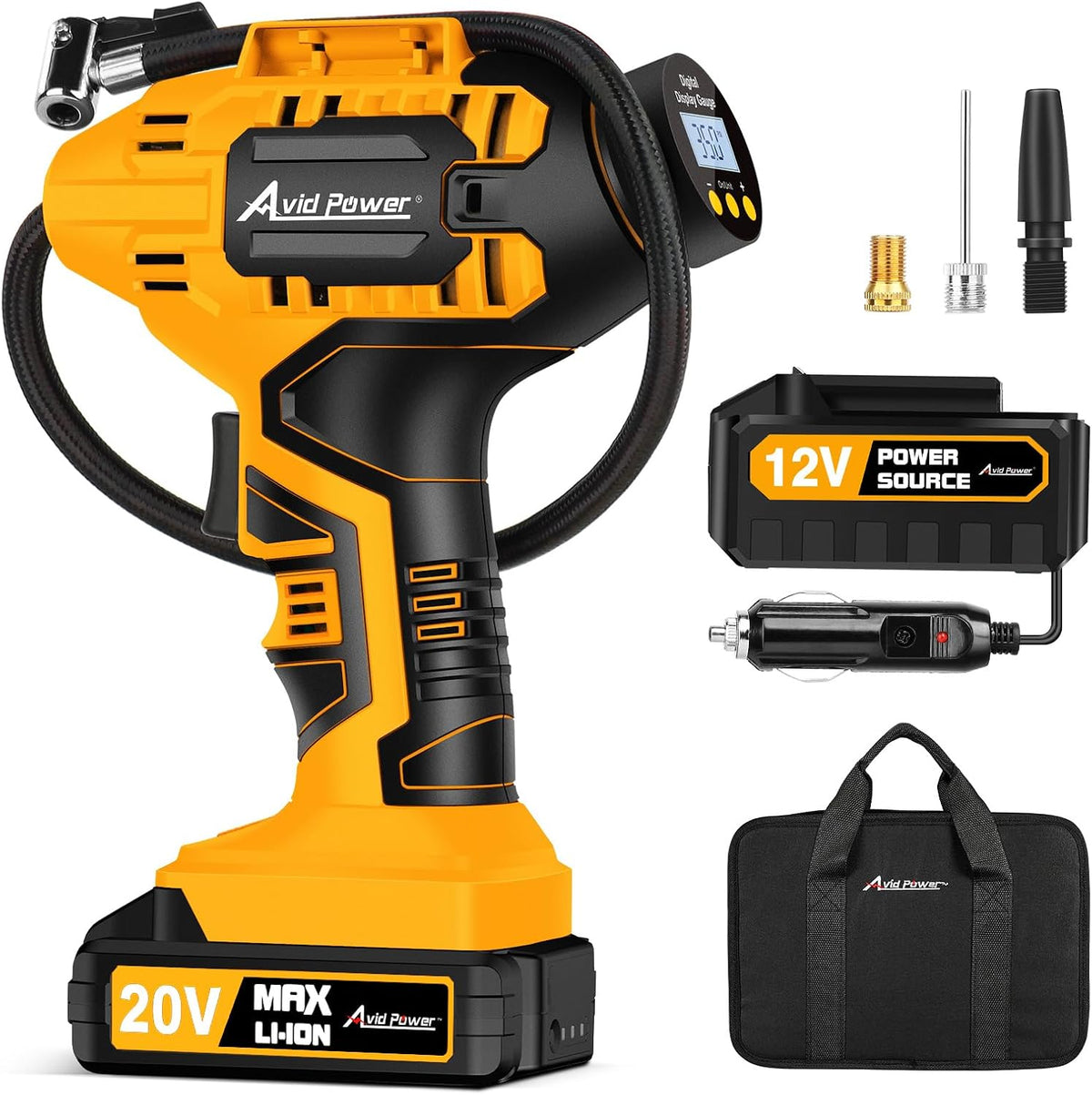AVID POWER Cordless Tire Inflator Portable Air Compressor 20V Auto Shut-Off