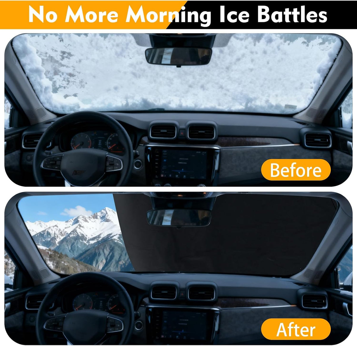 IRONMAX Front and Rear Windshield Snow Cover Set, 600D Oxford PVC Coated