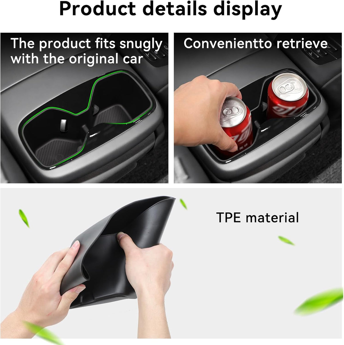 smabee Rear Center Console Cup Holder for Kia EV9 2024 2025 2026 Accessories