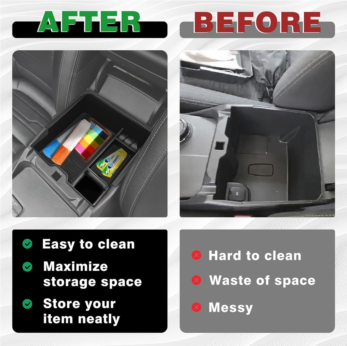 Muslogy Center Console Organizer for 2024 2025 2026 Ford Ranger & Raptor