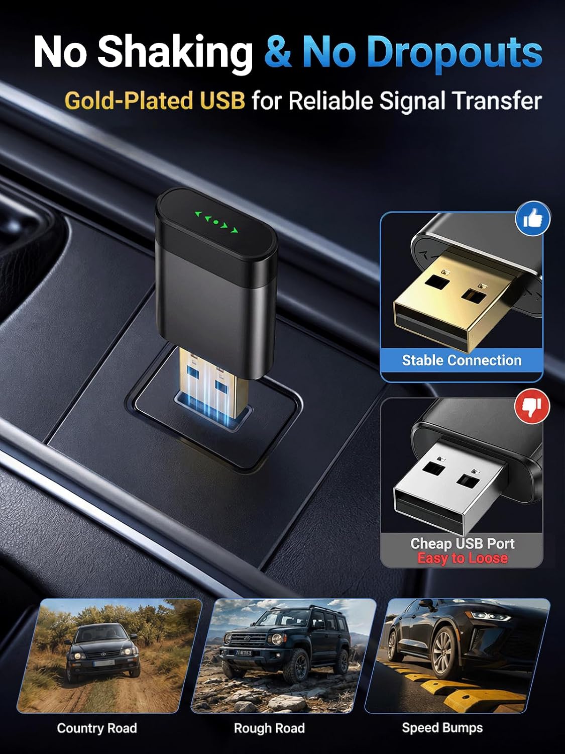 Wireless CarPlay Adapter for Apple iPhone & Android Auto USB Car Dongle