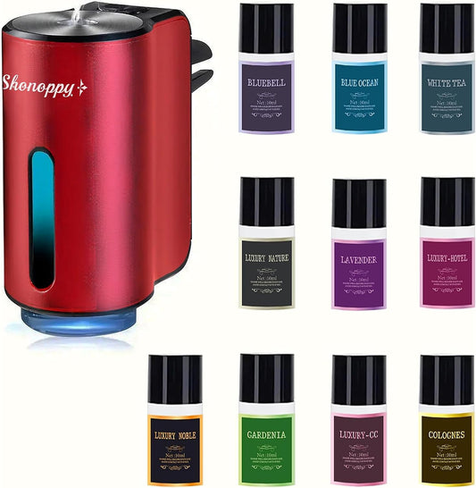 Car Air Freshener Diffuser,Smart Car Aroma Diffuser Air Freshener Spray Automatic with 10PCS Cologne Aromatherapy Oil (red)