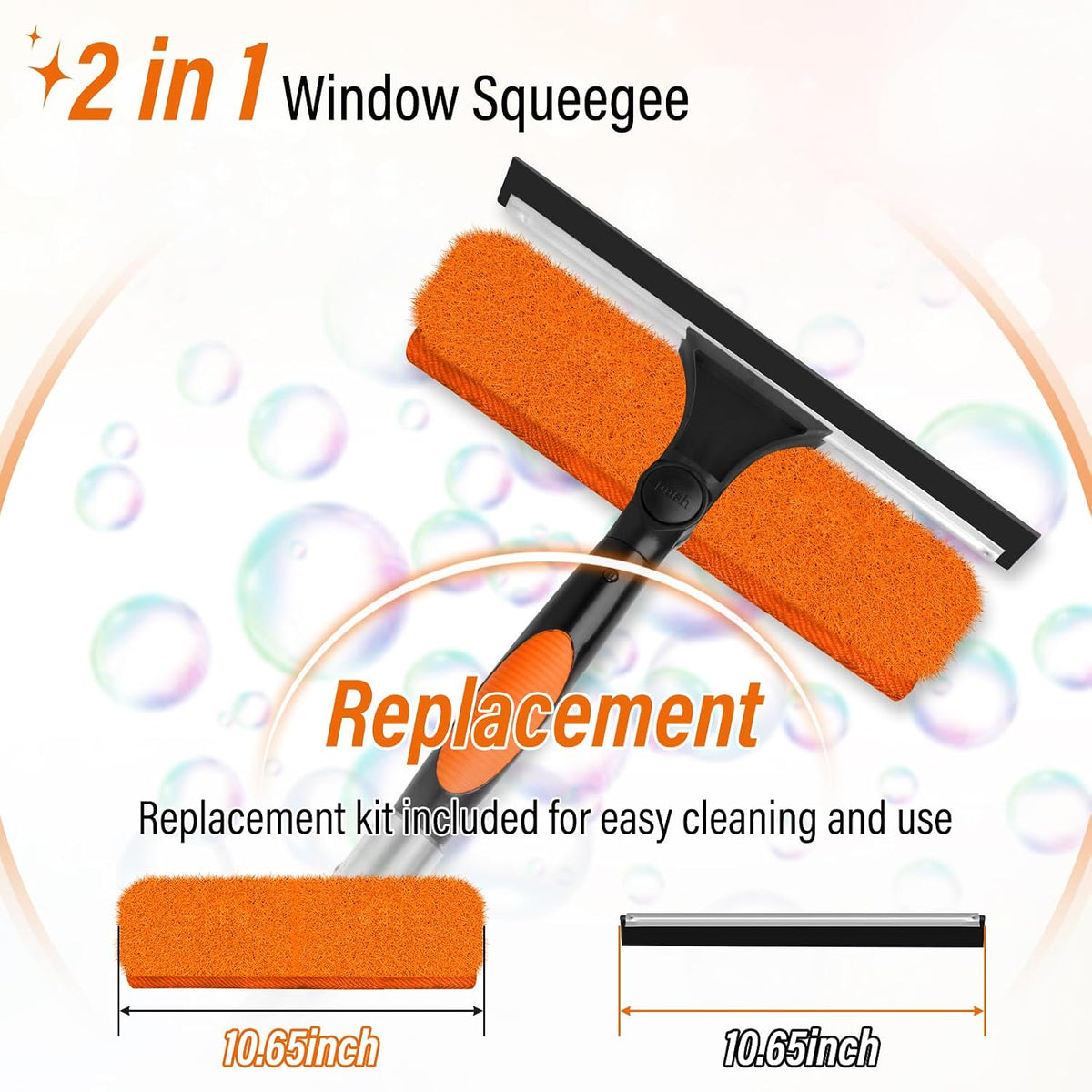 26FT High Window Cleaning Kit with Pole,2 in1 Professional Window Squeegee