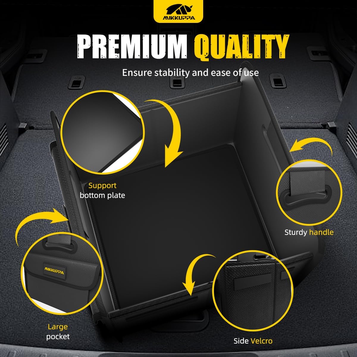 MIKKUPPA Car Trunk Organizer - Split Design Collapsible Small Car Organizer