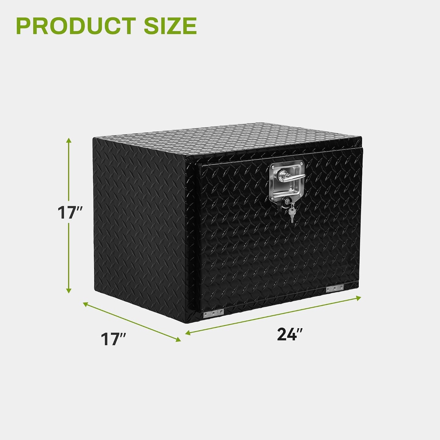 AUTOSAVER88 24 Inch Underbody Tool Boxes, Heavy Duty Aluminum Diamond Plate Toolbox Organizer, Waterproof Chest Storage Box with Lock for Trucks, Trailers, RVs, Warehouses, Black