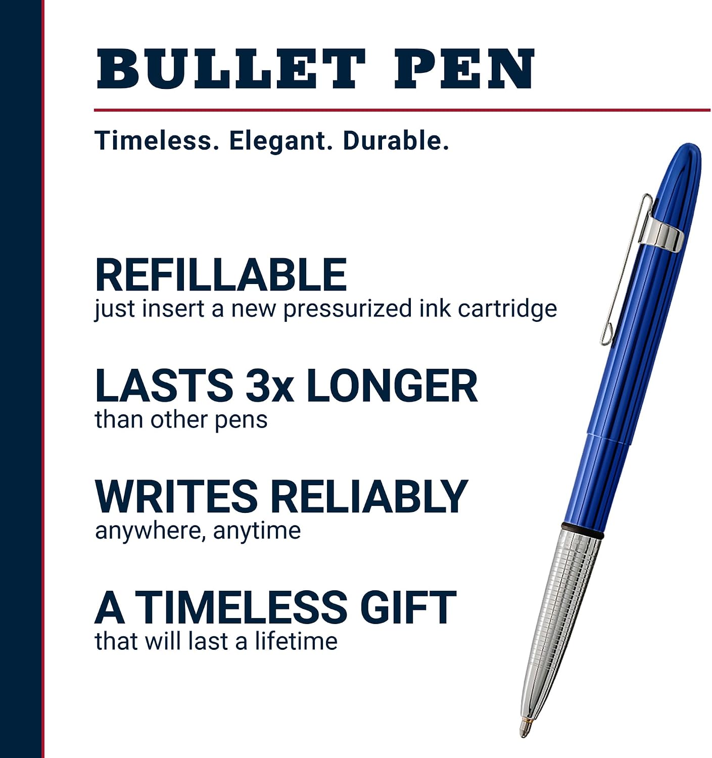 Fisher Space Pen Blue Moon Bullet Pen, Pressurized Ballpoint Pen, Compact Size, Writes Upside Down, Extreme Temperatures, Smooth Black Ink, Medium Point, Pocket Clip, Gift Box, Made in the USA
