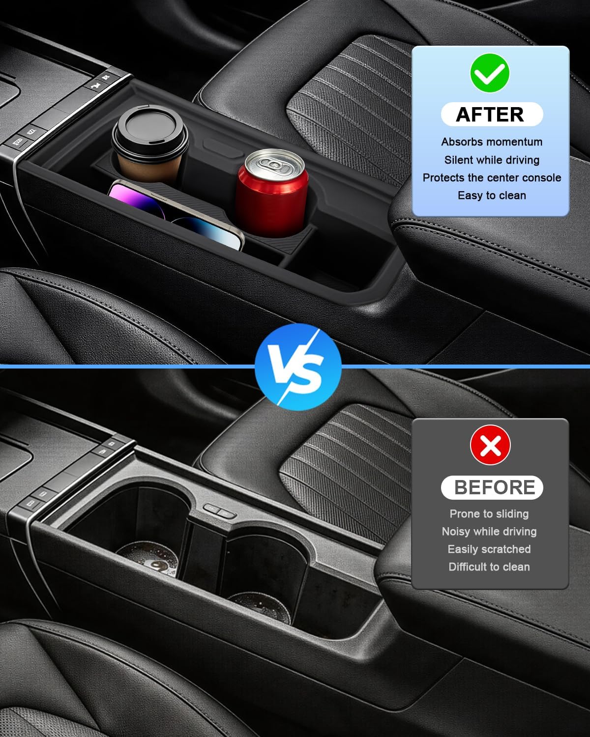 Cup Holder Inserts for Kia Seltos HEV 2027 Center Console Organizer