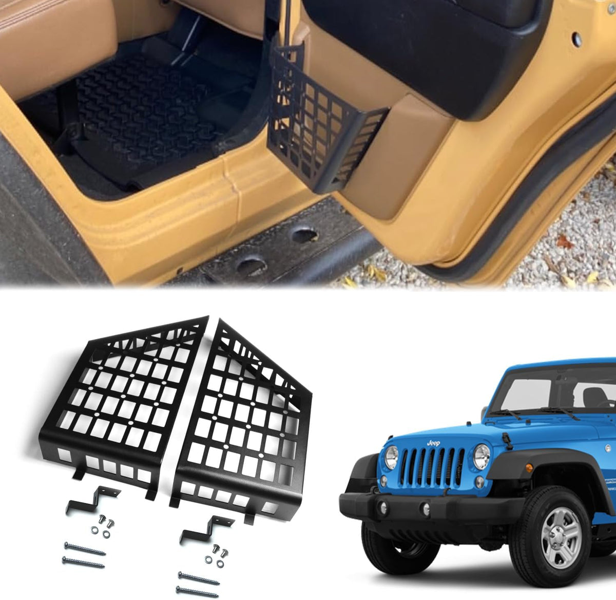 Aluminum Rear Door Storage Pockets, 1 Pair Door Side Insert Organizer Boxes