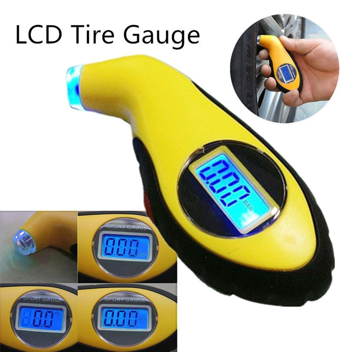 Digital Tire Pressure Gauge Backlit LCD Display Car Accessories
