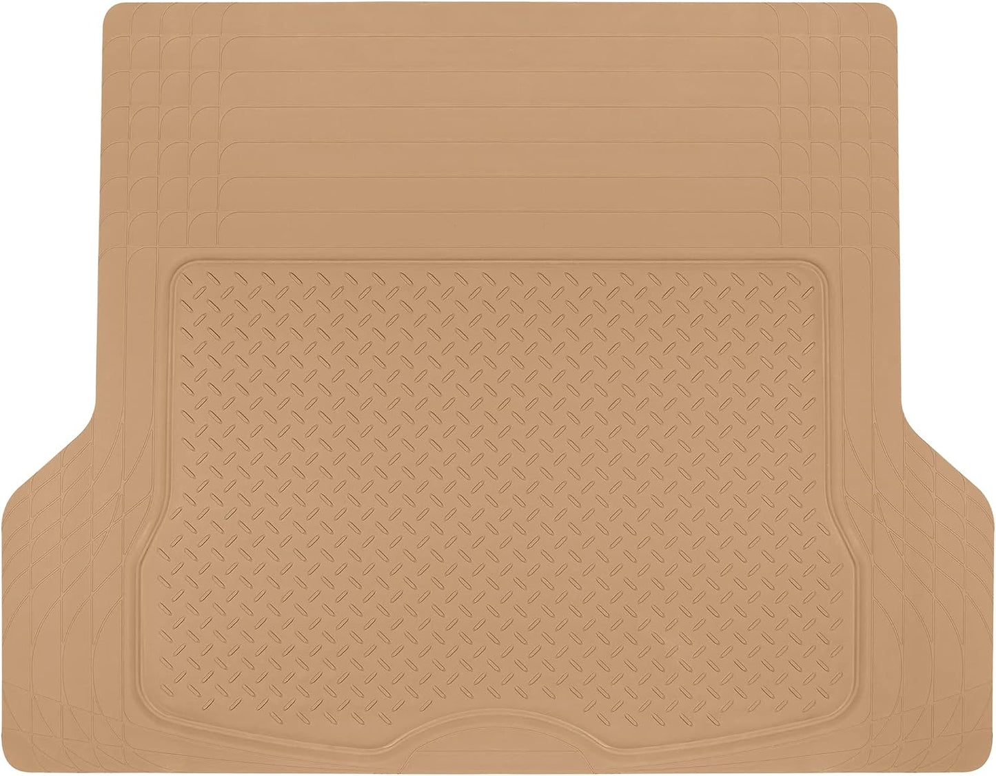 BDK Heavy Duty Rubber Cargo Mat Liner - All-Weather Trunk Protection, Trim-to-Fit Design for Cars, SUVs, Vans &amp; Trucks - Non-Slip, Waterproof, Durable Cargo Floor Liner - 46" x 56.75" x 0.25" - Beige