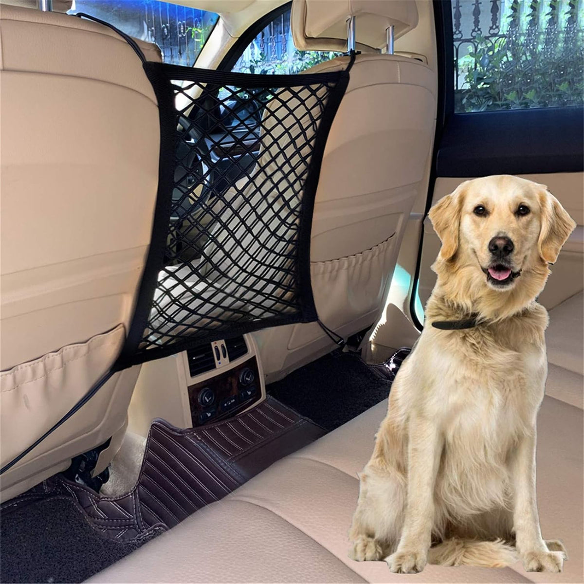DYKESON Dog Car Net Barrier with Mesh Organizer, Pet Divider for Cars, SUVs