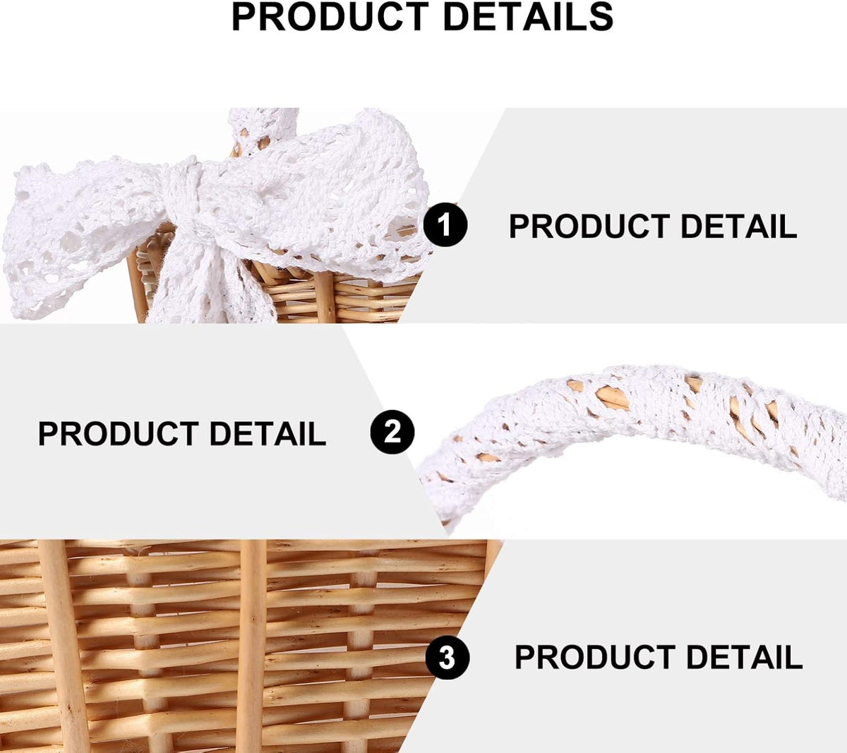 Cabilock 11.02-Inch Portable Woven Basket Braided Jacquard Basket with Lace Handle Desktop Flower for Home Organization Flower Girl Ceremony Sundries Storage