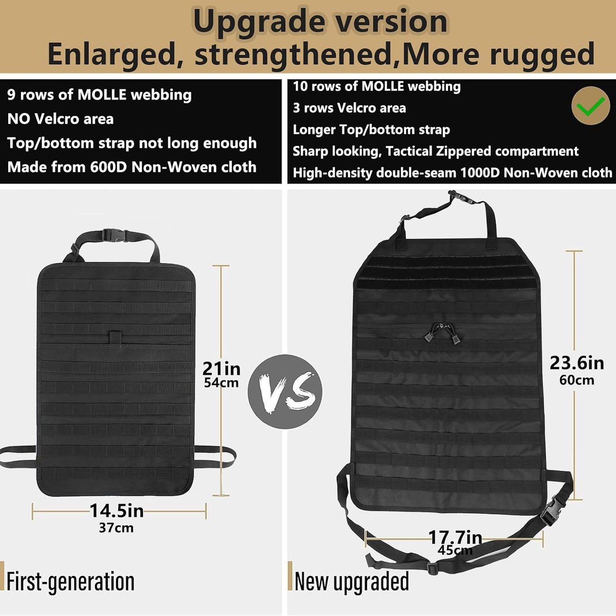 Universal Tactical Car Seat Back Organizer Bag Tactical Molle Vehicle Organizers Panel Vehicle Protector Organizers with 5 Detachable Pouches for Car Truck Ford Jeep (Model A-Black)