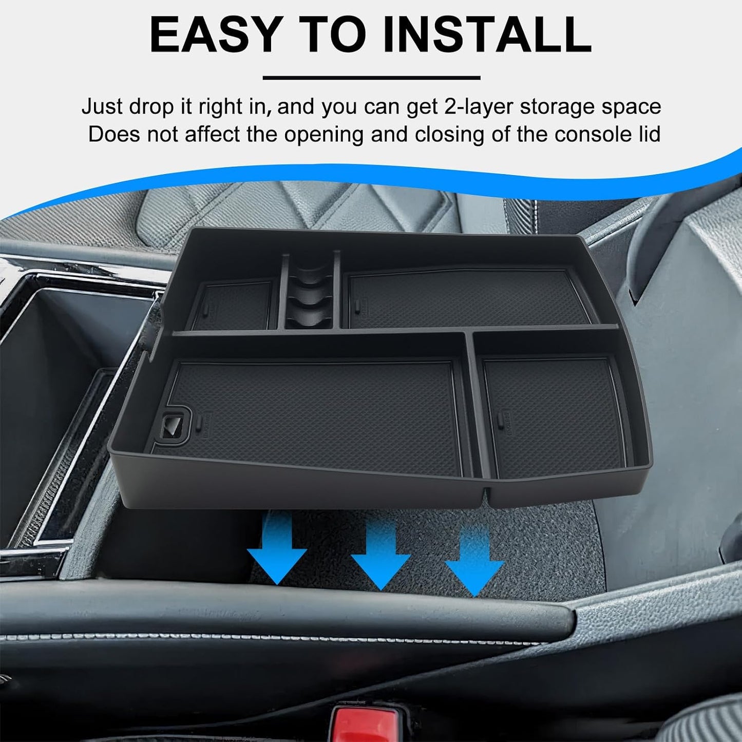 TOPINSTALL 26 New Console Organizer Compatible with 2024-2026 VW Atlas/Atlas Cross Sport Accessories, Armrest Box Storage Console Tray with Coin Holder Insert Interior Accessories
