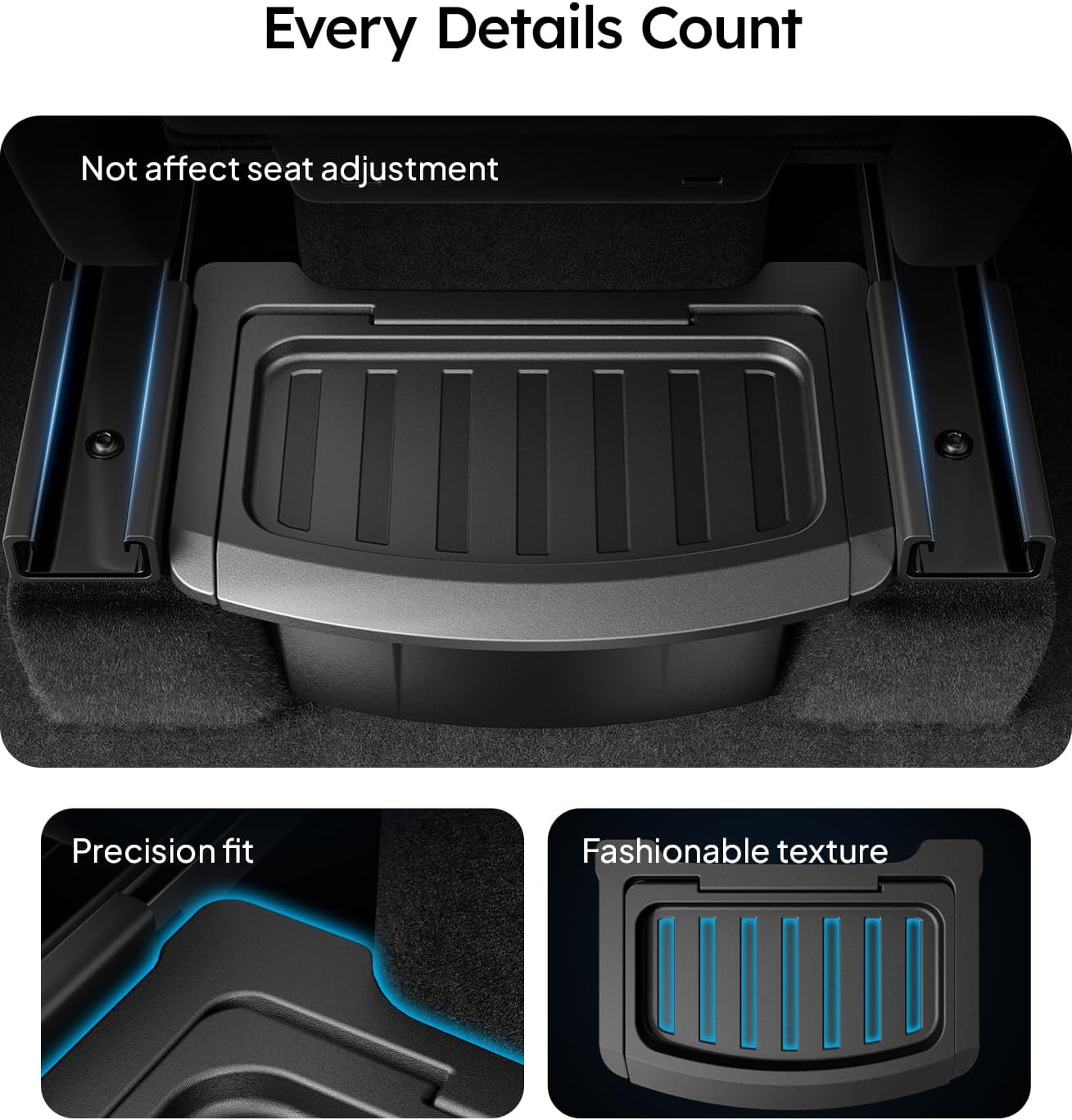 Wigoo 2026 Upgrade Tesla Model Y Juniper Accessories Rear Center Console Organizer [Partitioned Storage & Stable Installation] Backseat Storage Box for Tesla Model Y Juniper 2025~2026
