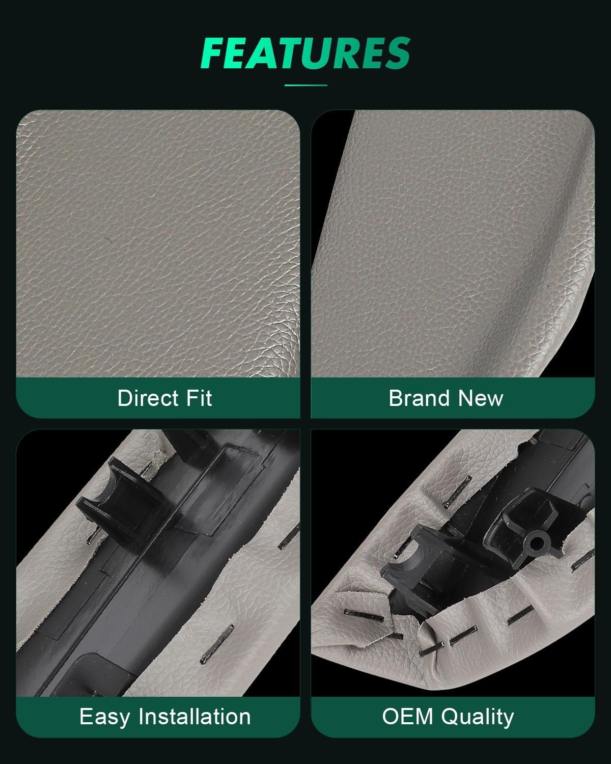 SCITOO Gray Front Door Panels Armrest Center Console Lid Armrest Cover Leather Compatible with 2007-2013 for Chevrolet for Silverado 1500 2500 3500