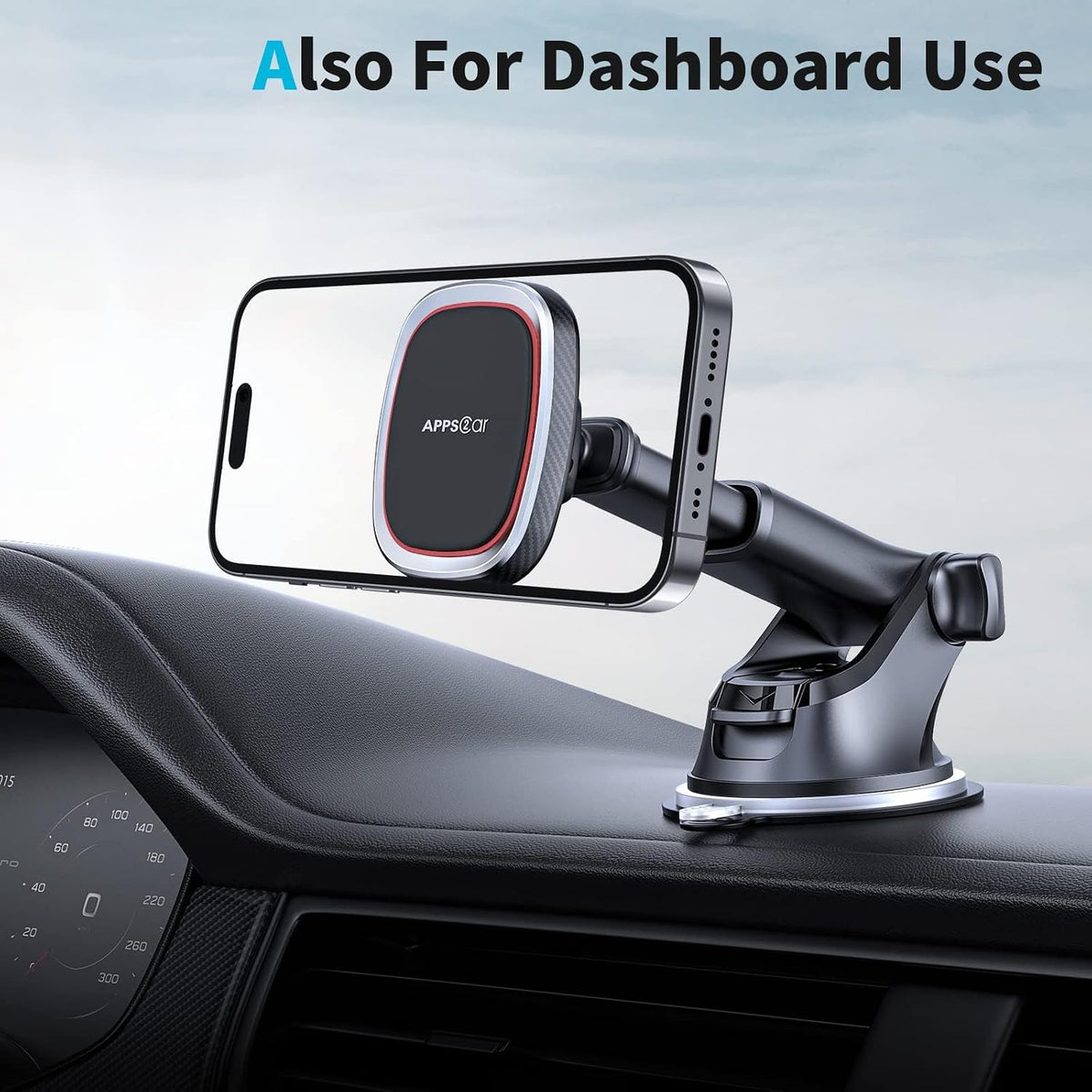 APPS2Car Magnetic Phone Holder for Car, Dashboard Windshield Phone Mount
