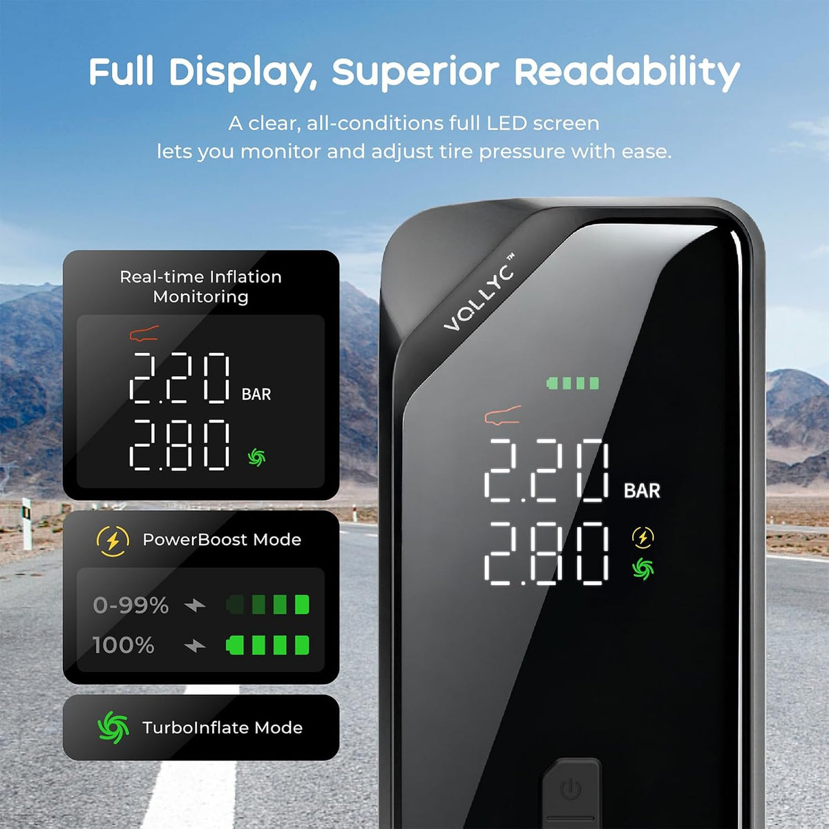 Car Tire Inflator Portable Air Compressor–150 PSI Tire Pump for Car Tires, Electric Bike Tire Pump, Cordless Bike Pump with Digital Pressure Gauge, 4 Preset Modes for Car Bike Motorcycle Balls