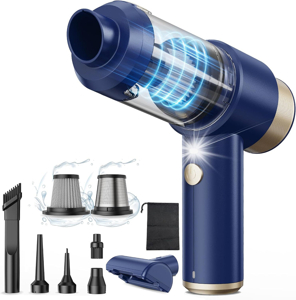 Car Vacuum Handheld Vacuum Cleaner, 15000PA Suction, Mini Vacuums with Air Duster and Blower, Portable Hand Held Vacuum for Car, House, Crumbs, Hair (Blue)