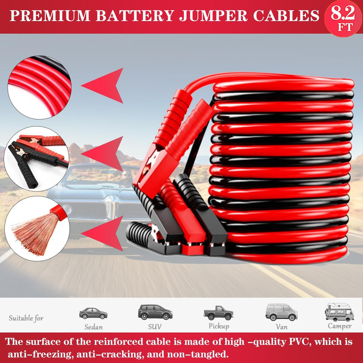 Car Emergency Kit with Jumper Cables Car Safety Kit Vehicle Emergency