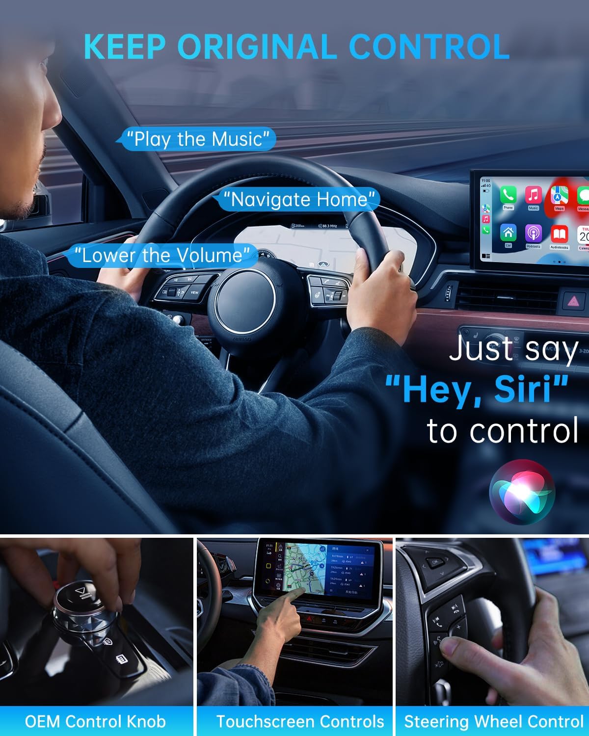 TiMOVO Wireless CarPlay Adapter for iPhone, Automatic Connection, White