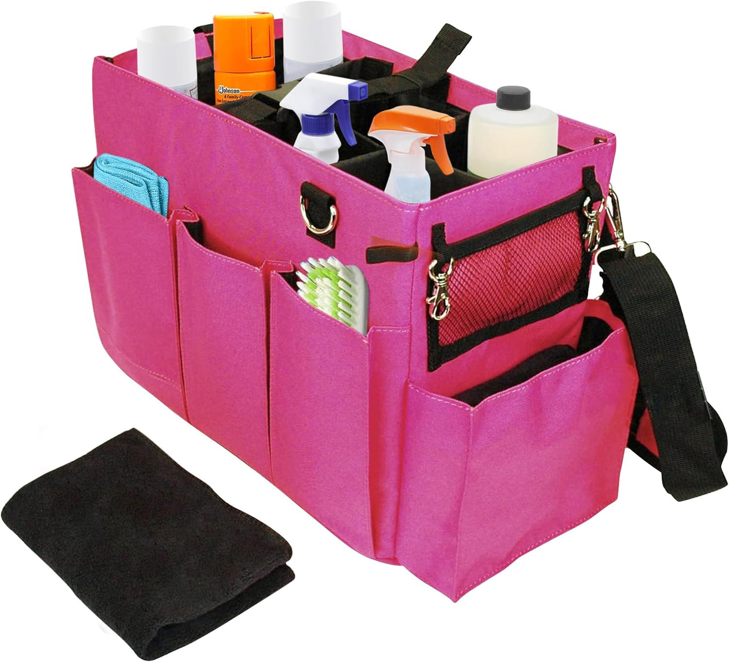 Car Trunk Organizer - Large Capacity Storage Bag with Adjustable Straps | Collapsible Auto Organizer for SUV Sedan Backseat | Durable Easy Clean Pink